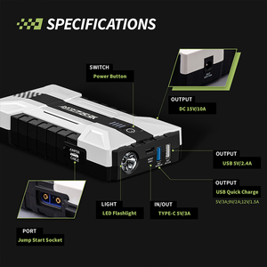 Yesper tốc độ 1550 ngân hàng điện nhảy khởi động <span class=keywords><strong>12000mAh</strong></span> với xách tay LED ánh sáng cho xe tải xe gắn máy pin Jumper - Product Image 5