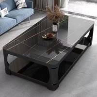 Table à thé rectangulaire en verre trempé et marbre pour la maison