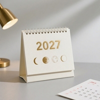 Calendrier de bureau personnalisé de la série Daily Series, en or blanc, avec tampon, 2027, calendrier mensuel créatif, calendrier de table innovant