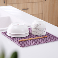 Napperon en silicone isolé anti-chaud épaissi tapis de bol avec tapis de séchage de fond d'évier de protection de conception creuse sculptée