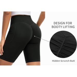 Shorts de yoga taille haute pour femme FOXA, 5 pouces, avec poches, extensibles, froncés, effet push-up - Product Image 4
