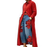 Ensemble deux pièces pour femmes, jean à jambes larges à imprimé floral et chemise à manches longues boutonnée, pour le printemps et l'automne, tenue décontractée