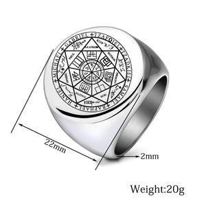 Anneau en acier inoxydable les sceaux des sept archanges <span class=keywords><strong>Protection</strong></span> Amulette <span class=keywords><strong>Sceau</strong></span> <span class=keywords><strong>de</strong></span> <span class=keywords><strong>Salomon</strong></span> Kabbale Anneau pour hommes et femmes - Product Image 2