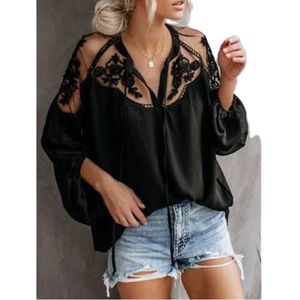 Elegante <span class=keywords><strong>Top</strong></span> da Donna con Scollo a V in Pizzo e Dettagli Trasparenti Sexy - Product Image 5