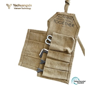 Canvas <b>Tool</b> <b>Roll</b> With Multi Pocket Storage For Camping Outdoor Gear Organizing <b>Bag</b> Rustic Style Solid Color Folding Design - Product Image 4