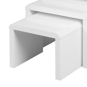 <strong>Nest</strong> <strong>of</strong> 3 <strong>Tables</strong> High Gloss Wood <strong>White</strong> Nesting Coffee <strong>Table</strong> Multi-functional Living Room - Product Image 2