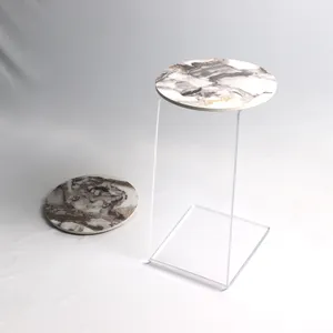 Exquisite Luxury Acrylic Service Table living Room Coffee Clear Patterns Industrial End Table Decoration Mirror Tables