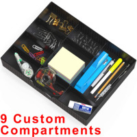 Organisateur de bureau en plastique moderne et simple, plateau à tiroirs, 9 compartiments réglables, noir, accessoires de rangement de bureau, haute qualité