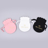 Bestpacking Pochette à bijoux rose avec logo personnalisé en cuir microfibre Sac d'emballage pour bijoux Sac à cordon pour bijoux