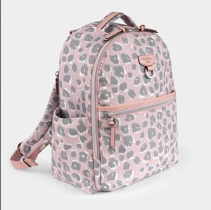 กระเป๋าเป้ผ้าอ้อมลายเสือดาวสีชมพูแบบสั่งทำพิเศษ กันน้ำ ผลิตจากโพลีเอสเตอร์ พร้อมช่องด้านข้างขนาดใหญ่ ฟังก์ชั่นห่วงรูปตัว D กระเป๋าหนังสำหรับเปลี่ยนผ้าอ้อม - Product Image 3