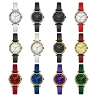 Montre à quartz pour femme personnalisable avec boîtier en acier inoxydable 304L, bracelet en cuir véritable, verre minéral, résistance à l'eau 3ATM, 32 mm