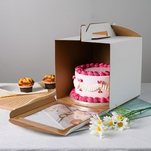 Sunshine Custom New Plain White 12*14 Inch Birthday Wedding Cake <b>Box</b> Portable with High Transparent Window - Product Image 1