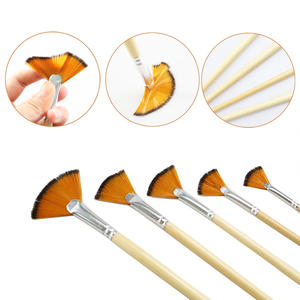 5 pièces usine droite Nylon bois pôle <span class=keywords><strong>aquarelle</strong></span> artiste huile brosse ensemble ventilateur brosse - Product Image 4
