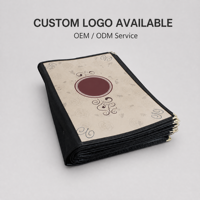 Porte-menu accordéon A4 en PVC, 10/12 plis, pour restaurant, avec coins dorés, logo personnalisé disponible