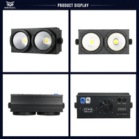 MOWL Lumière de scène COB LED DMX 2-en-1 à 2 yeux 200W Blanc Chaud pour public et éclairage de surface