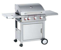Barbecue portable en acier inoxydable à double couvercle robuste pour l'extérieur avec brûleur infrarouge et atténuateur de flamme en verre