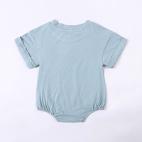 Combinaison bébé unisexe en fibre de bambou écologique, mignonne, à col rond, manches courtes, douce, respirante, pour l'été