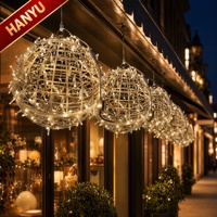 Boule lumineuse LED suspendue en rotin, étanche IP67, pour extérieur, motif de boule de vigne, globe lumineux de Noël suspendu pour extérieur