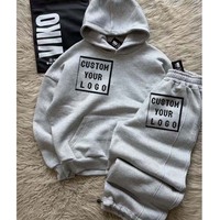 Ensemble de survêtement unisexe en coton épais personnalisé, comprenant un sweat à capuche oversize et un pantalon de jogging, style streetwear, 2 pièces