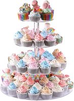 Support à Cupcake Rond en Acrylique avec Présentoir à Gâteau Multicouches Support de Tour à Dessert Transparent
