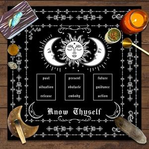 Tovaglia dei tarocchi in tessuto mistico fatto a mano tripla luna Design zodiacale decorazione dell'altare spirituale per i rituali di divinazione costellazione - Product Image 2