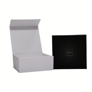 Customized Silver Stamping Parfum Magnetic Rigid Gift Box Black&White Foldable Matt Lamination Recyclable Empty Magnetic Folding - Product Image 1