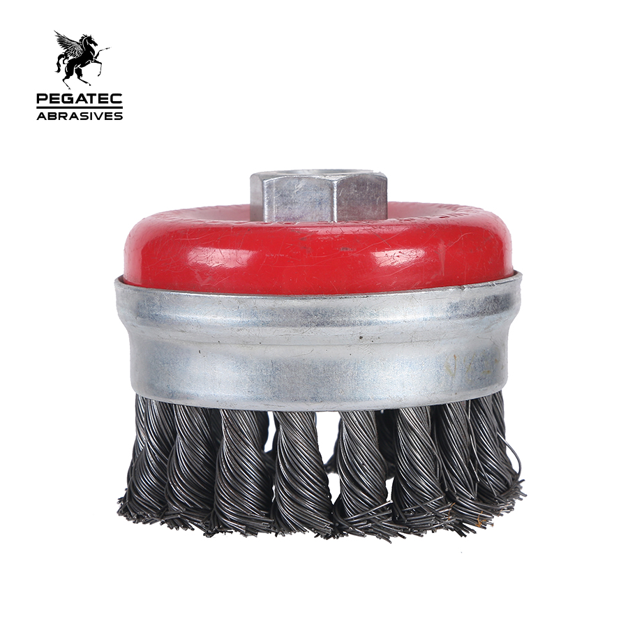 3 дюйма 75 мм с перекрученным узлом спереди, Круглая стальная чашка проволочная щетка для полировки промышленный мощный использования