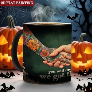 Taza de Viaje Portátil para Bebidas, 11 oz, Cerámica Negra Esmerilada, Taza Mágica que Cambia de Color con el Calor - Product Image 6