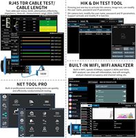 جهاز اختبار كاميرات المراقبة Rsrteng IPC-9800 Pro بشاشة لمس 7 بوصة، يدعم كاميرات IP بدقة 8K 32MP و4K 12MP، مع دعم SFP POE++ وCVBS وكابل الشبكة وHDMI