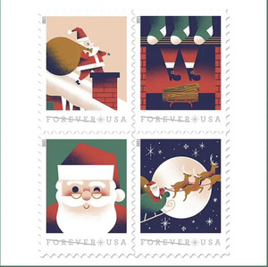 Timbres-<span class=keywords><strong>poste</strong></span> vintage américains de Noël, paquets d'autocollants, album pour la décoration de fête de Noël, fabrication de cartes, cadeaux - Product Image 3