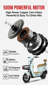 Bicicleta con Motor de 350W 48V, Alcance de 31-60km/h, Asistencia al Pedaleo, Cuadro de Acero, Batería de Plomo-Ácido, Motor Trasero Inteligente para Ciudad - Product Image 6