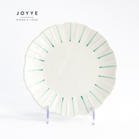 Service de table irrégulier de style coréen JOYYE, peint à la main, lignes colorées, assiettes en céramique