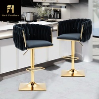 Tabourets de bar modernes en velours 360 rotatifs en métal doré siège haut table à hauteur réglable cuisine contemporaine salle à manger bar en acier