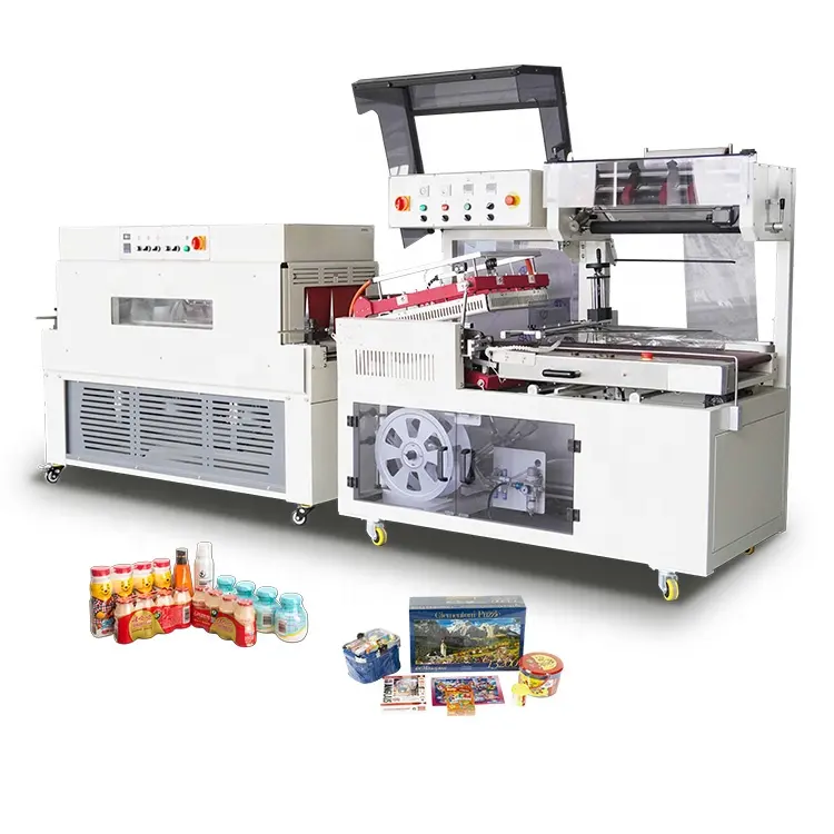 Full-Automatic POF Film L Sealer Shrink Máquina De Embalagem Para Caixa De Confeitaria Bandejas De Frutas Vegetais Envolvimento
