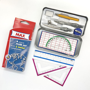 Offre Spéciale : Ensemble de 9 instruments de géométrie en métal MAX personnalisables avec compas, dans une boîte en fer - Product Image 4