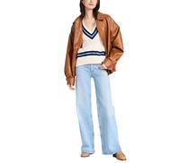 Pull tricoté personnalisable pour femme, col en V ample, motif torsadé, color block, avec logo frontal, idéal pour l'hiver et les tenues décontractées