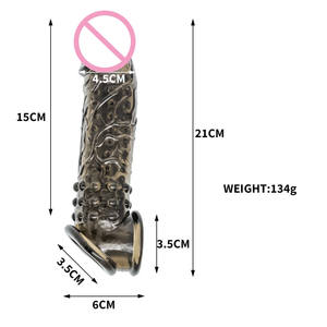 Produkte für Erwachsene Dragon Rubber Spike Gepunktete gerippte wieder verwendbare dicke Kondom Mann Penis hülle - Product Image 2