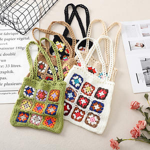 Bohème <span class=keywords><strong>Crochet</strong></span> femmes sacs à bandoulière grand-mère carré <span class=keywords><strong>sac</strong></span> fourre-tout tricoté sacs à main tissé à la main été <span class=keywords><strong>sac</strong></span> de plage - Product Image 1
