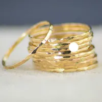 خاتم نسائي من الفضة عيار 925, خاتم نسائي من الفضة الإسترلينية عيار ، خاتم رفيع من الذهب بتصميم بسيط ومطرز بالذهب