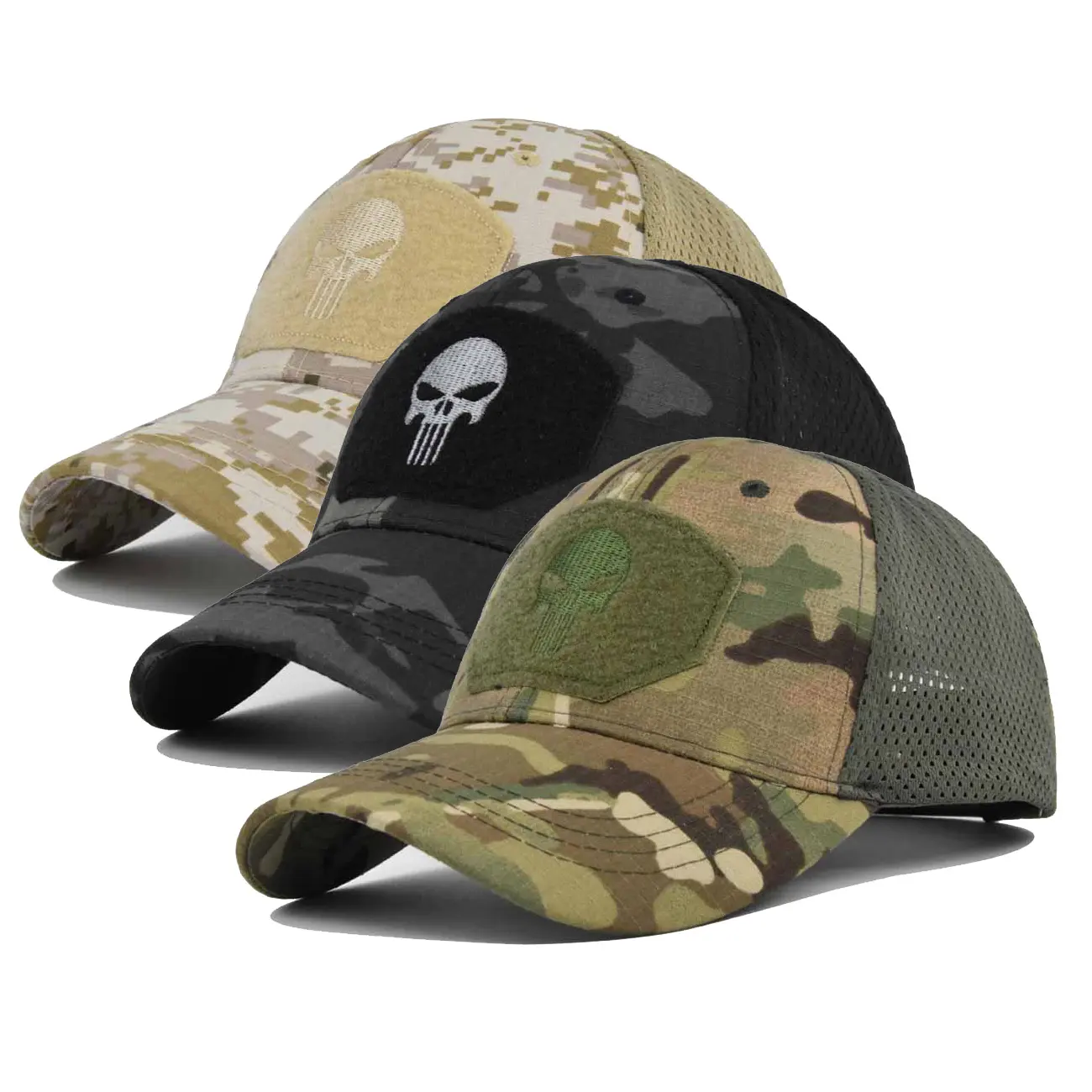 Hot Selling Men Outdoor Camouflage Hat Summer breathable net Hunting Skull Tactical Cap Hats Sport Cycling Baseball Caps