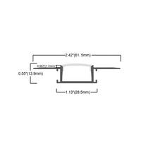 Profilé en aluminium encastré 61,5*13,9 MM pour plafond, cloison sèche, canal architectural en aluminium pour plâtre unilatéral avec LED intégrée