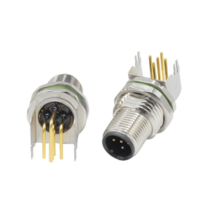 ขั้วต่อสายไฟอุปกรณ์กันน้ำ IP67ตัวยึด90องศา M12ช่องเสียบตัวผู้ด้านหน้าแบบยึด4แกน - Product Image 3