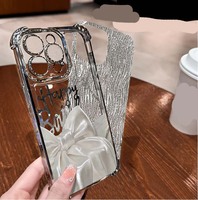 Bracelet en papier ondulé avec nœud papillon Galvanoplastie TPU Housse de téléphone pour Iphone 7 8 X Xr Xs 11 12 13 14 15 16 Pro Max