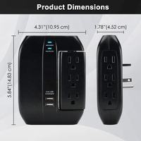 Döner 6 AC Prizli Duvar Soketi Güç Adaptörü, Çift USB 5V 2.1A Şarj Girişli, Mobil Cihazlar, Tabletler ve Gadget'lar için - ETL Onaylı