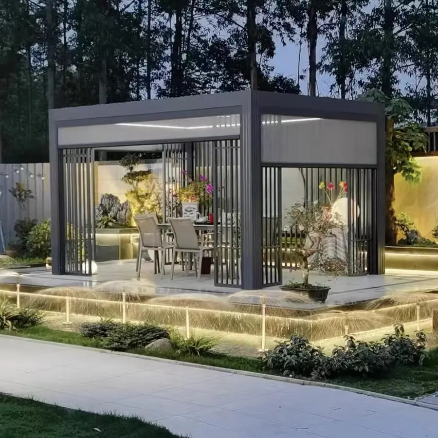 Bioclim alüminyum Garden bahçe açık su geçirmez Metal Louvered kitleri Pergola için kolayca monte sürdürülebilir çatı sistemi