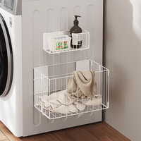 Panier à linge pliable peu encombrant, panier de rangement métallique magnétique sans perçage pour vêtements sales, idéal pour la salle de bain, la buanderie et les détaillants