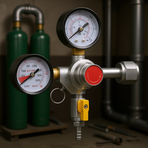 Régulateur de gaz D0100HAM7CW DN10 en métal, double manomètre 0-60 PSI, réglable pour l'utilisation de l'oxygène - Product Image 2