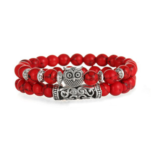 Ensemble de bracelets en alliage élastique plaqué argent antique avec motif hibou pour hommes, femmes et unisexe, bijoux classiques et tendance - Product Image 2