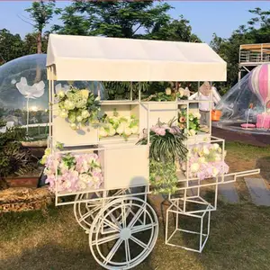 Wedding Party Supplies Metal White Candy Cart Wedding Flower Cart Decorations Flowers Display Cart Design For Event Sale