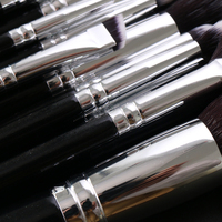 Ensemble de pinceaux de maquillage professionnels de luxe, manche en bois noir, pinceaux cosmétiques, marque privée